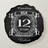 Seide zum 12. Hochzeitstag Rundes Kissen (Rückseite)