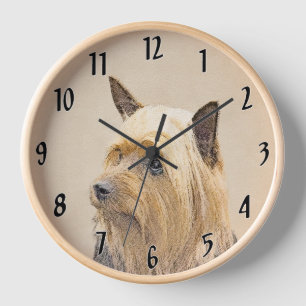 Seiden-Terrier-Malerei - Süße originelle Hundekuns Uhr