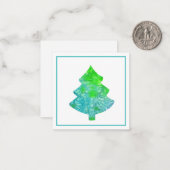 Seidenaqua & Grüner Abstrakter Baum Mitteilungskarte (Vorderseite/Rückseite Beispiel)