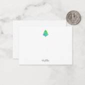 Seidenaqua & Grüner Abstrakter Baum Mitteilungskarte (Vorderseite/Rückseite Beispiel)