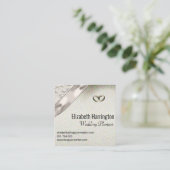 Seidenband, Spitzen Eleganter moderner Hochzeitspl Quadratische Visitenkarte (Stehend Vorderseite)