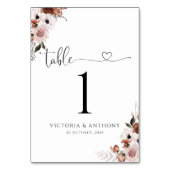 Seidenblume Hochzeiten Tischnummern (Vorderseite)