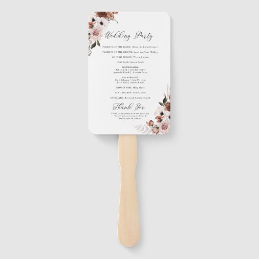 Seidenblumen-Hochzeitsprogramm Hand Fan Fächer (Rückseite)