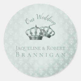 SeidenDamast - Hochzeitsticker Runder Aufkleber