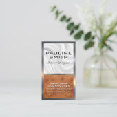 Seidendrapery | Brown Leather | Metallgrenze Visitenkarte (Stehend Vorderseite)