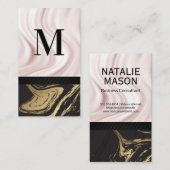 Seidendrapery | Gold Black Marble Luxus Visitenkarte (Vorne/Hinten)