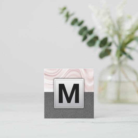 Seidendrapery | Grauleder Quadratische Visitenkarte (Stehend Vorderseite)