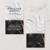 Seidendrapery | Schwarzer Goldmarmor Visitenkarte (Vorne/Hinten)