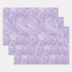 Seidene Moiree mit kleinem Muster in Lila Lavendel Geschenkpapier Set