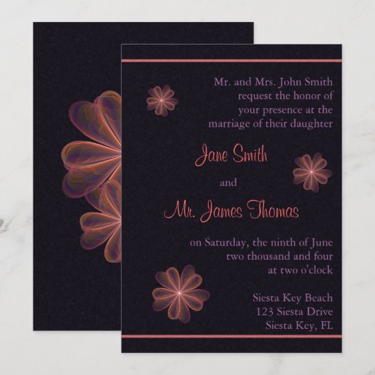 Seidene Wedding Blumen Einladung (Vorne/Hinten)