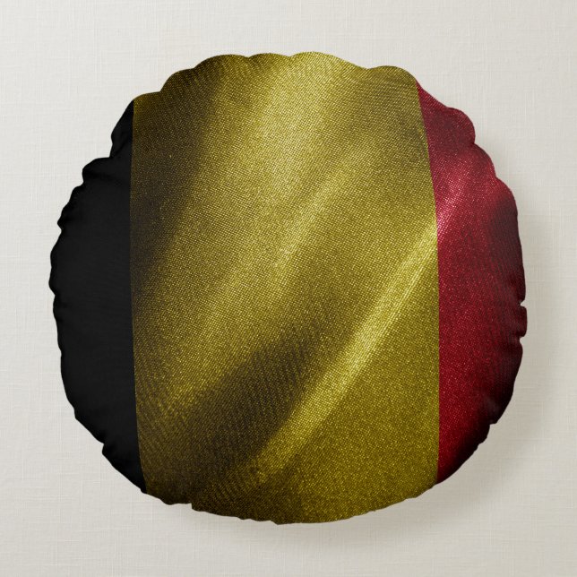 Seidenflagge in Belgien Rundes Kissen (Vorderseite)