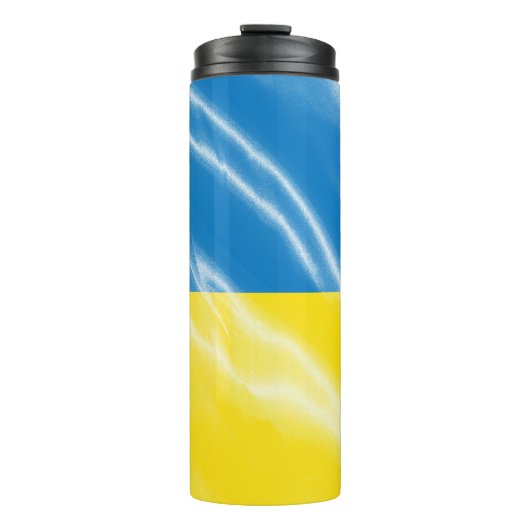 Seidenflagge in der Ukraine Thermosbecher (Vorderseite)