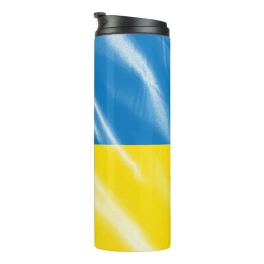 Seidenflagge in der Ukraine Thermosbecher (Nach rechts gedreht)