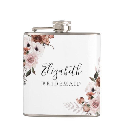 Seidenflor-Brautparty Flachmann (Vorderseite)