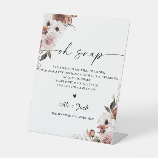 Seidenflora Brautparty Oh Snap Signatur Sockelschild (Vorderseite)