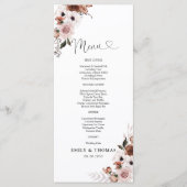 Seidenflorale Hochzeitsmenü Menükarte (Vorderseite)