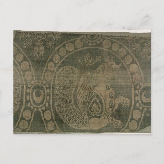 Seidenfragment mit dem "Senmurv" Postkarte (Vorderseite)