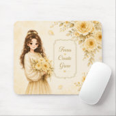 Seidengarten Gelbe Pastell-Blumen-Mauspad Mousepad (Mit Mouse)