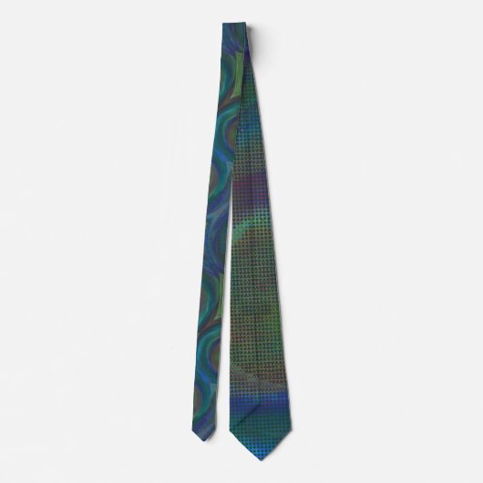 Seidengesiebter Pfau Abstrakte Neck Tie Krawatte (Rückseite)