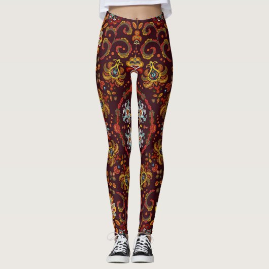 Seidenhalsschal, östliches Muster Leggings (Vorderseite)