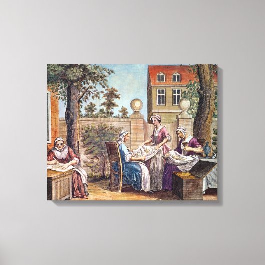 Seidenherstellung, in Gravur von J. Hinton Leinwanddruck (Vorderseite)