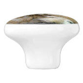 Seidenhühner mit Hähnchen, die aus Federn pinkeln Keramikknauf (Seitenansicht)