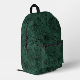 Seidenmoire Kleines Muster in Forest Green Bedruckter Rucksack