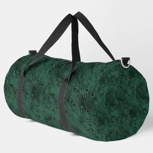 Seidenmoire Kleines Muster in Forest Green Duffle Bag (Linke Ecke)