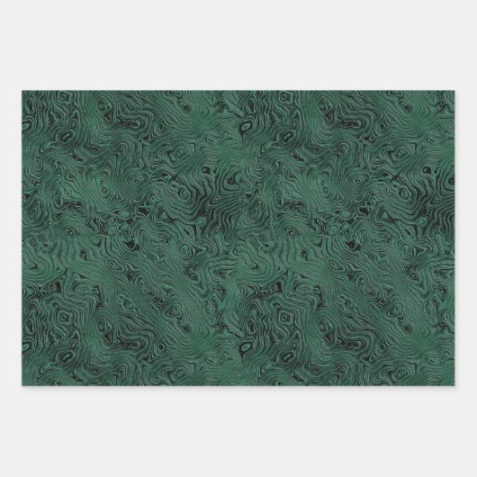 Seidenmoire Kleines Muster in Forest Green Geschenkpapier Set (Vorderseite 3)