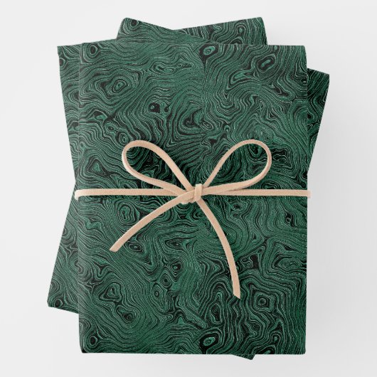 Seidenmoire Kleines Muster in Forest Green Geschenkpapier Set (Beispiel)