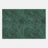 Seidenmoire Kleines Muster in Forest Green Geschenkpapier Set (Vorderseite)