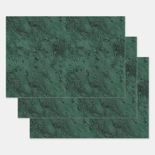 Seidenmoire Kleines Muster in Forest Green Geschenkpapier Set