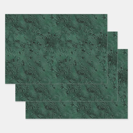 Seidenmoire Kleines Muster in Forest Green Geschenkpapier Set (Set)