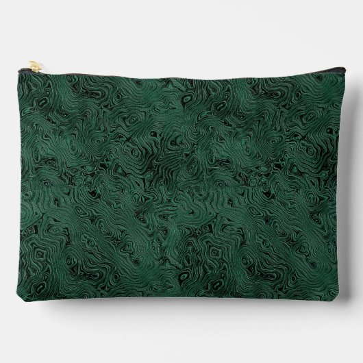 Seidenmoire Kleines Muster in Forest Green Zubehörtasche (Vorderseite)