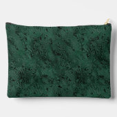 Seidenmoire Kleines Muster in Forest Green Zubehörtasche (Rückseite)