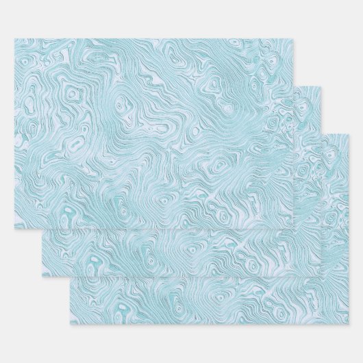 Seidenmoirmuster in einem hellen Aqua Geschenkpapier Set (Set)