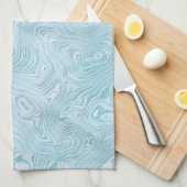 Seidenmoirmuster in einem hellen Aqua Geschirrtuch (Viertel Falte)