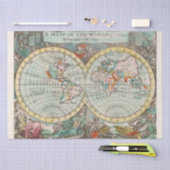 Seidenpapier: ANTIQUE WELTKARTE Seidenpapier (Handwerk)