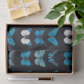 Seidenpapier: BLAUE BUTTERFLY CHARTA AUF SCHWARZ Seidenpapier (Geschenk)