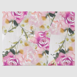 Seidenpapier - Collage Rosa Rosen Aquarell