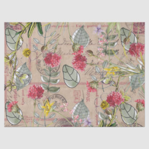 Seidenpapier-Decoupage - Florale Blätter Postkarte Seidenpapier