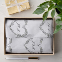 Seidenpapier Hochzeit schwarz weiß floral herzförm