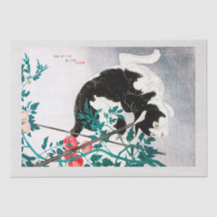 Seidenpapier: JAPANESE WOODBLOCK : Katze mit Tomat Seidenpapier