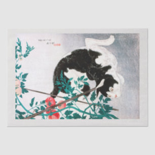 SEIDENPAPIER : JAPANISCHER HOLZSCHNITT :Katze mit