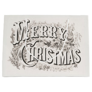Seidenpapier: MERRY CHRISTMAS ILLUSTRATION Große Geschenktüte