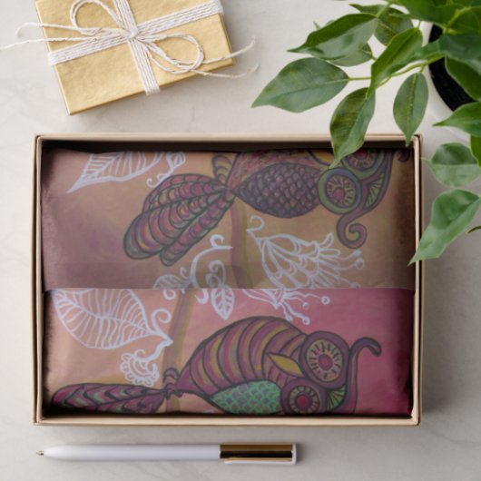 Seidenpapier mit drei Eulen (Geschenk)