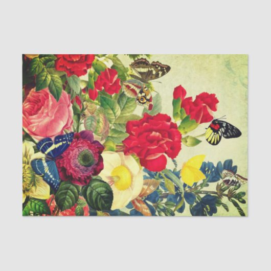 Seidenpapier-Schmetterlinge und Blumen Seidenpapier (Vorderseite)