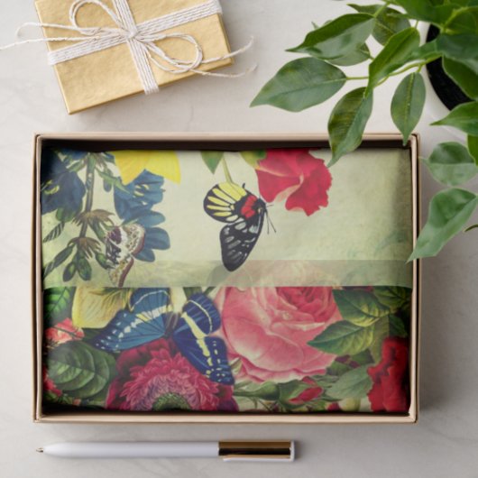 Seidenpapier-Schmetterlinge und Blumen Seidenpapier (Geschenk)