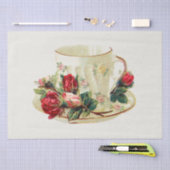 Seidenpapier: VINTAGES TEACUP UND BLUME Seidenpapier (Handwerk)