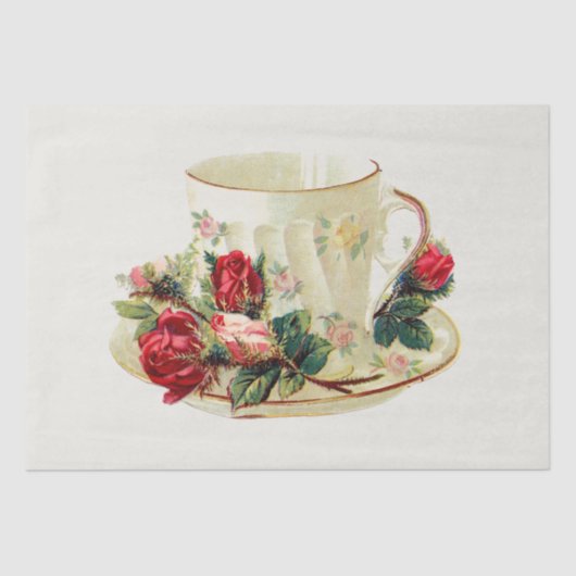 Seidenpapier: VINTAGES TEACUP UND BLUME Seidenpapier (Vorderseite)